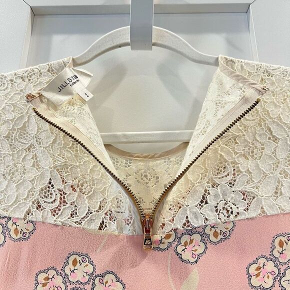 Jill Stuart Collection Size 2 Silk Lace Floral Dress Sleeveless Knee Length - Picture 10 of 14